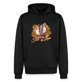 Fall in Love - Niedliche Eulen im Herbst Liebe - Männer Premium Bio Hoodie - Schwarz - Vorne - Nico (187cm)
