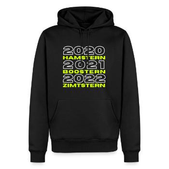 2020 Hamstern 2021 Boostern 2022 - Männer Premium Bio Hoodie - Schwarz - Vorne - Nico (187cm)