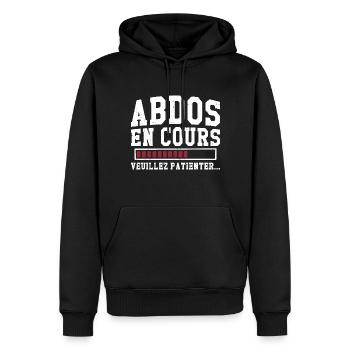 Abdos en cours veuillez patienter - Sweat à capuche Premium bio Homme - noir - Devant - Nico (187cm)