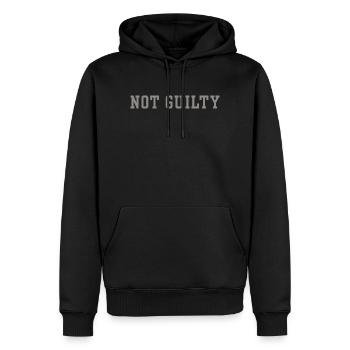 Nicht schuldig, minimalistische lustige Aussage, juristischer Humor - Männer Premium Bio Hoodie - Schwarz - Vorne - Nico (187cm)