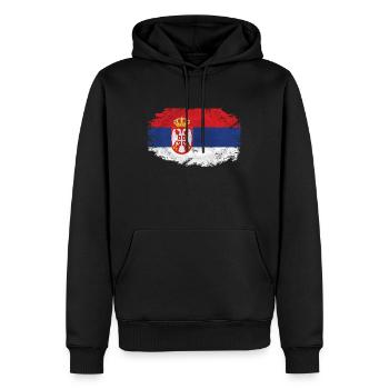 Serbia Flag - Vintage Look - Männer Premium Bio Hoodie - Schwarz - Vorne - Nico (187cm)