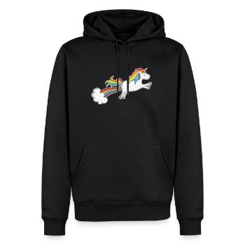 Licorne pets arc-en-ciel drôle pet - Sweat à capuche Premium bio Homme - noir - Devant - Nico (187cm)