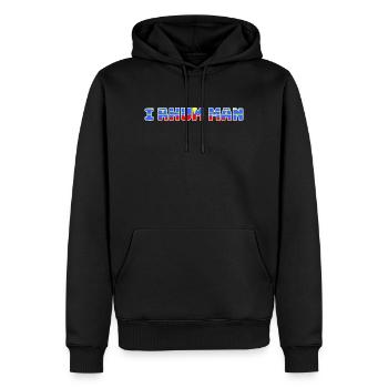 I Rhum Man Réunion -Humour - Sweat à capuche Premium bio Homme - noir - Devant - Nico (187cm)