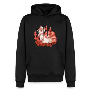 Kitsune Fuchs Fuchsgeist Inari Japan Mythologie - Männer Premium Bio Hoodie - Schwarz - Vorne - Nico (187cm)