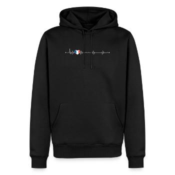 Heartbeat Frankreich Flagge - Männer Premium Bio Hoodie - Schwarz - Vorne - Nico (187cm)