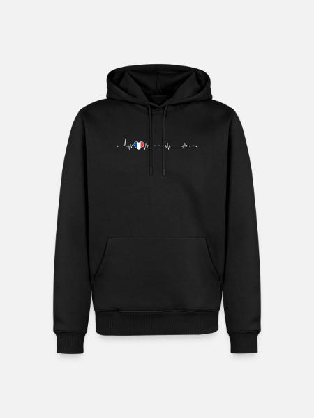 Heartbeat france drapeau - Sweat à capuche Premium bio Homme - noir