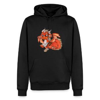 Niedlicher Lesender Drache Fantasy Geschenkidee - Männer Premium Bio Hoodie - Schwarz - Vorne - Nico (187cm)