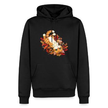 Niedliche Katzeim bunten Herbstlaub süßes Geschenk - Männer Premium Bio Hoodie - Schwarz - Vorne - Nico (187cm)