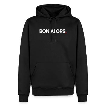 BON ALORS | Expression humour minimaliste - Sweat à capuche Premium bio Homme - noir - Devant - Nico (187cm)