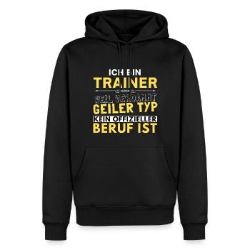 Verdammt geiler Typ - Trainer Edition - Männer Premium Bio Hoodie - Schwarz - Vorne - Nico (187cm)
