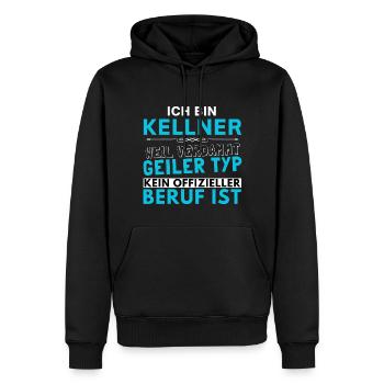 Verdammt geiler Typ - Kellner Edition - Männer Premium Bio Hoodie - Schwarz - Vorne - Nico (187cm)