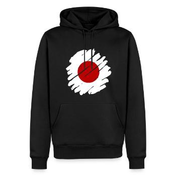 Drapeau du Japon utilisé Look Nihon Drapeau japonais - Sweat à capuche Premium bio Homme - noir - Devant - Nico (187cm)