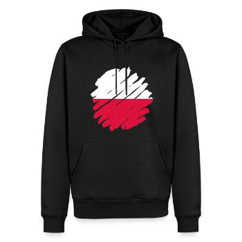 Drapeau de Pologne utilisé Look Polska Drapeau polonais - Sweat à capuche Premium bio Homme - noir - Devant - Nico (187cm)