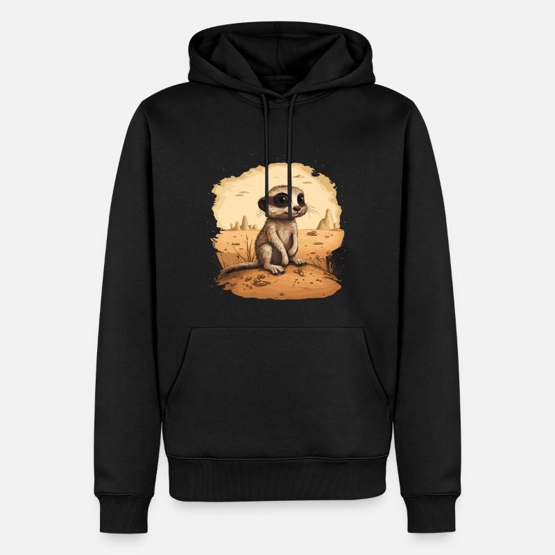 Erdmännchen Baby Mangusten - Männer Premium Bio Hoodie - Schwarz