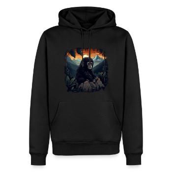 Gorille Singe Animal Bébé Louveteau Singe Gorilles - Sweat à capuche Premium bio Homme - noir - Devant - Nico (187cm)