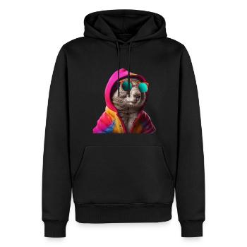 Eichhörnchen mit Sonnenbrille Bunt Coole Waldtiere - Männer Premium Bio Hoodie - Schwarz - Vorne - Nico (187cm)