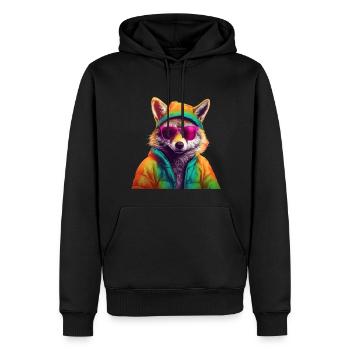 Fuchs mit Sonnenbrille Bunt Coole Füchse Waldtier - Männer Premium Bio Hoodie - Schwarz - Vorne - Nico (187cm)