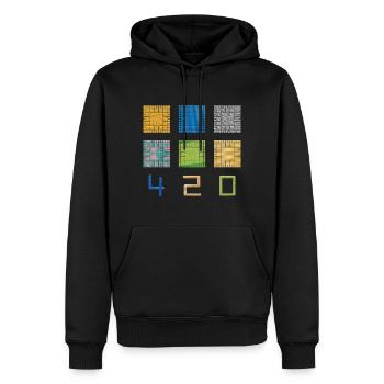Quadrat-Mosaik 420 - Männer Premium Bio Hoodie - Schwarz - Vorne - Nico (187cm)