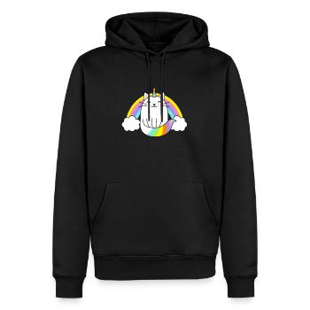 Einhorn Katze Regenbogen - Männer Premium Bio Hoodie - Schwarz - Vorne - Nico (187cm)