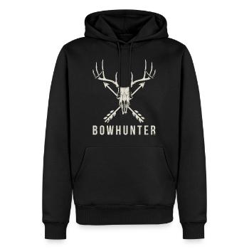 Bowhunter Deer Skull cadeau de chasse à l'arc minimaliste - Sweat à capuche Premium bio Homme - noir - Devant - Nico (187cm)