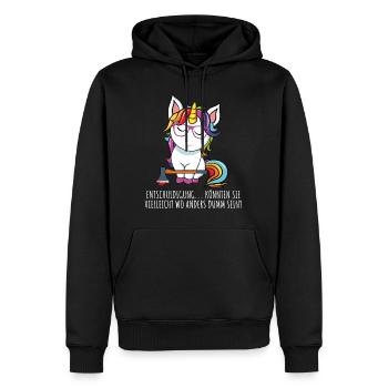 Frecher Teenager Spruch Einhorn Dumm sein - Männer Premium Bio Hoodie - Schwarz - Vorne - Nico (187cm)
