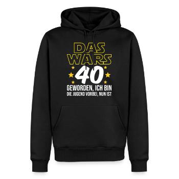 40. Geburtstag Das Wars Mit Der Jugend vierzig - Männer Premium Bio Hoodie - Schwarz - Vorne - Nico (187cm)