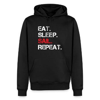 Eat Sleep Sail Repeat Sailor Sailing - Men’s Premium Organic Hoodie - black - Front - Nico (187cm)