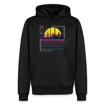 Tokyo Retro Vaporwave Streetwear Design - Sweat à capuche Premium bio Homme - noir - Devant - Nico (187cm)