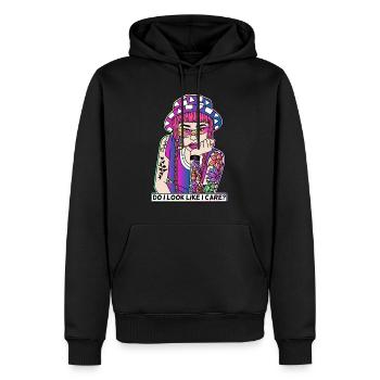 POP-ART COMIC TATTOO GIRL LIKE I CARE? - Männer Premium Bio Hoodie - Schwarz - Vorne - Nico (187cm)