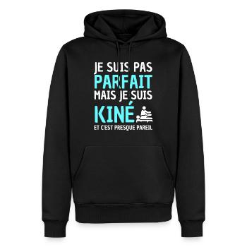 kiné homme parfait - Sweat à capuche Premium bio Homme - noir - Devant - Nico (187cm)