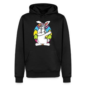 Lapin de Pâques DABBING EASTERBUNNY Easter Egg - Sweat à capuche Premium bio Homme - noir - Devant - Nico (187cm)