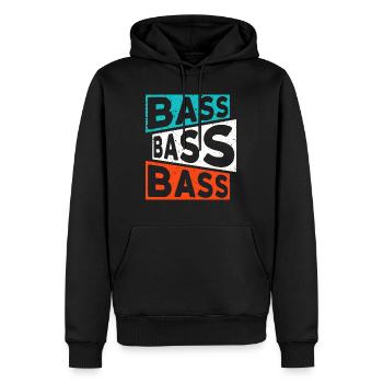 BASS BASS BASS DJ/Rave/Party/Club/Festival - Männer Premium Bio Hoodie - Schwarz - Vorne - Nico (187cm)