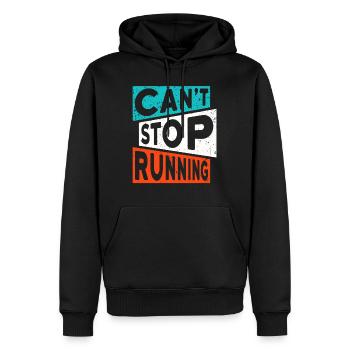 COURIR COURIR Jogging NE PEUT PAS ARRÊTER DE COURIR - Sweat à capuche Premium bio Homme - noir - Devant - Nico (187cm)