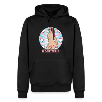 FILLE ÉROTIQUE SEXY PRENDRE UNE BOUCHÉE - Sweat à capuche Premium bio Homme - noir - Devant - Nico (187cm)