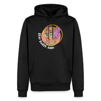 LOLLIPOP GIRL STAY SWEET BABY - Männer Premium Bio Hoodie - Schwarz - Vorne - Nico (187cm)