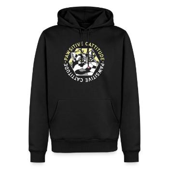 KATZE PAWSITIVE CATTITUDE - Männer Premium Bio Hoodie - Schwarz - Vorne - Nico (187cm)
