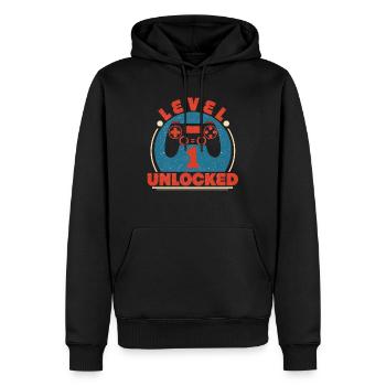 1 Geburtstag Level 1 Unlocked - Männer Premium Bio Hoodie - Schwarz - Vorne - Nico (187cm)