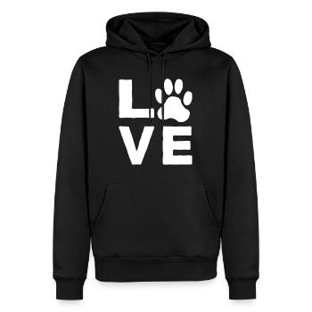 Chien Amour Chien Amour Chien Amour Patte - Sweat à capuche Premium bio Homme - noir - Devant - Nico (187cm)