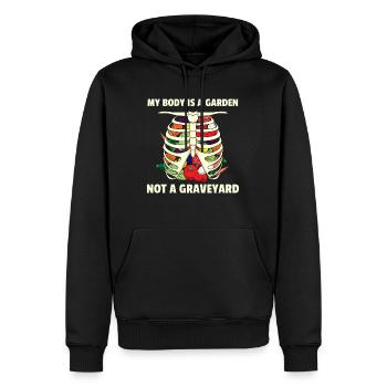 Potager Végétarien Végétalien I Cadeau - Sweat à capuche Premium bio Homme - noir - Devant - Nico (187cm)