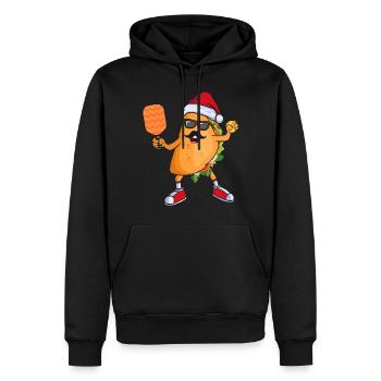 Taco avec chapeau de Père Noël Jouant au pickleball Noël - Sweat à capuche Premium bio Homme - noir - Devant - Nico (187cm)