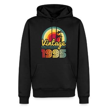 1995 - Sweat à capuche Premium bio Homme - noir - Devant - Nico (187cm)