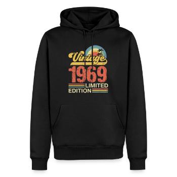 1969 - Sweat à capuche Premium bio Homme - noir - Devant - Nico (187cm)