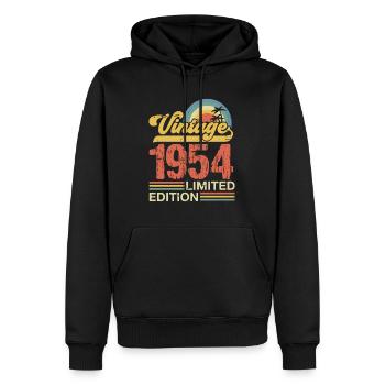 1954 - Sweat à capuche Premium bio Homme - noir - Devant - Nico (187cm)