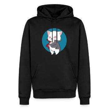 VAMPIRE CAT Halloween Vampir Horror Monster - Männer Premium Bio Hoodie - Schwarz - Vorne - Nico (187cm)