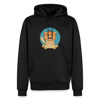 PUMPKIN CAT Halloween Apokalypse Horror Süß - Männer Premium Bio Hoodie - Schwarz - Vorne - Nico (187cm)