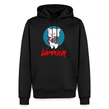 VAMPUUR CAT Halloween Vampir Horror Monster - Männer Premium Bio Hoodie - Schwarz - Vorne - Nico (187cm)