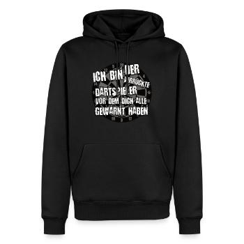 Ich bin der verrückte Dartspieler - Männer Premium Bio Hoodie - Schwarz - Vorne - Nico (187cm)