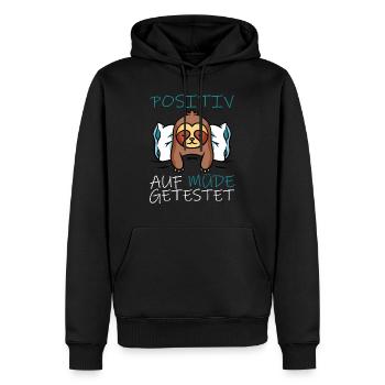 Paresseux testé positif pour fatigué - Sweat à capuche Premium bio Homme - noir - Devant - Nico (187cm)