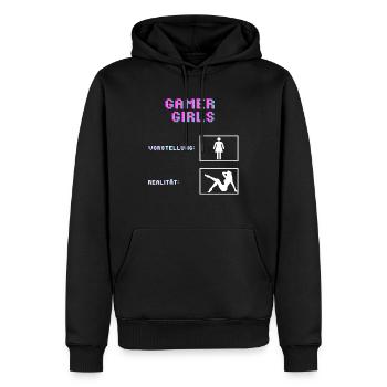 Gamer Girls Vorstellung vs. Realität Gaming Gamer - Männer Premium Bio Hoodie - Schwarz - Vorne - Nico (187cm)