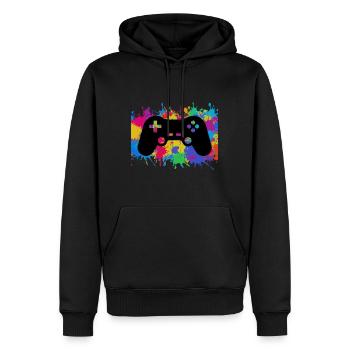 Gamer Gaming Controller Bunt rainbow Game Geschenk - Männer Premium Bio Hoodie - Schwarz - Vorne - Nico (187cm)